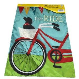 Meadow Creek NWT Garden Flag 18"‎  'Enjoy the ride' LAB DOG stitched Embellished